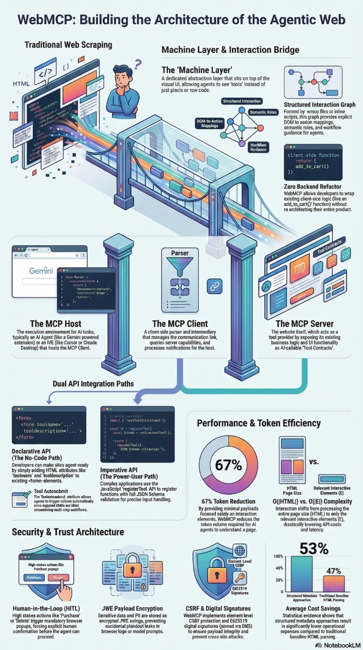 Infographic webMCP Building The Architecture of the Agentic web