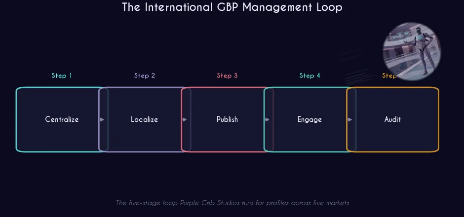 The international Google Business Profile management loop infographic